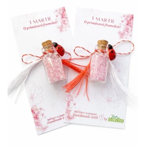 martisoare handmade cuart roz cu magnet